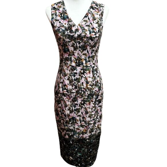 Maggy London Fitted Midi Dress | Multicolored | Sz 2 | EUC - Picture 1 of 10
